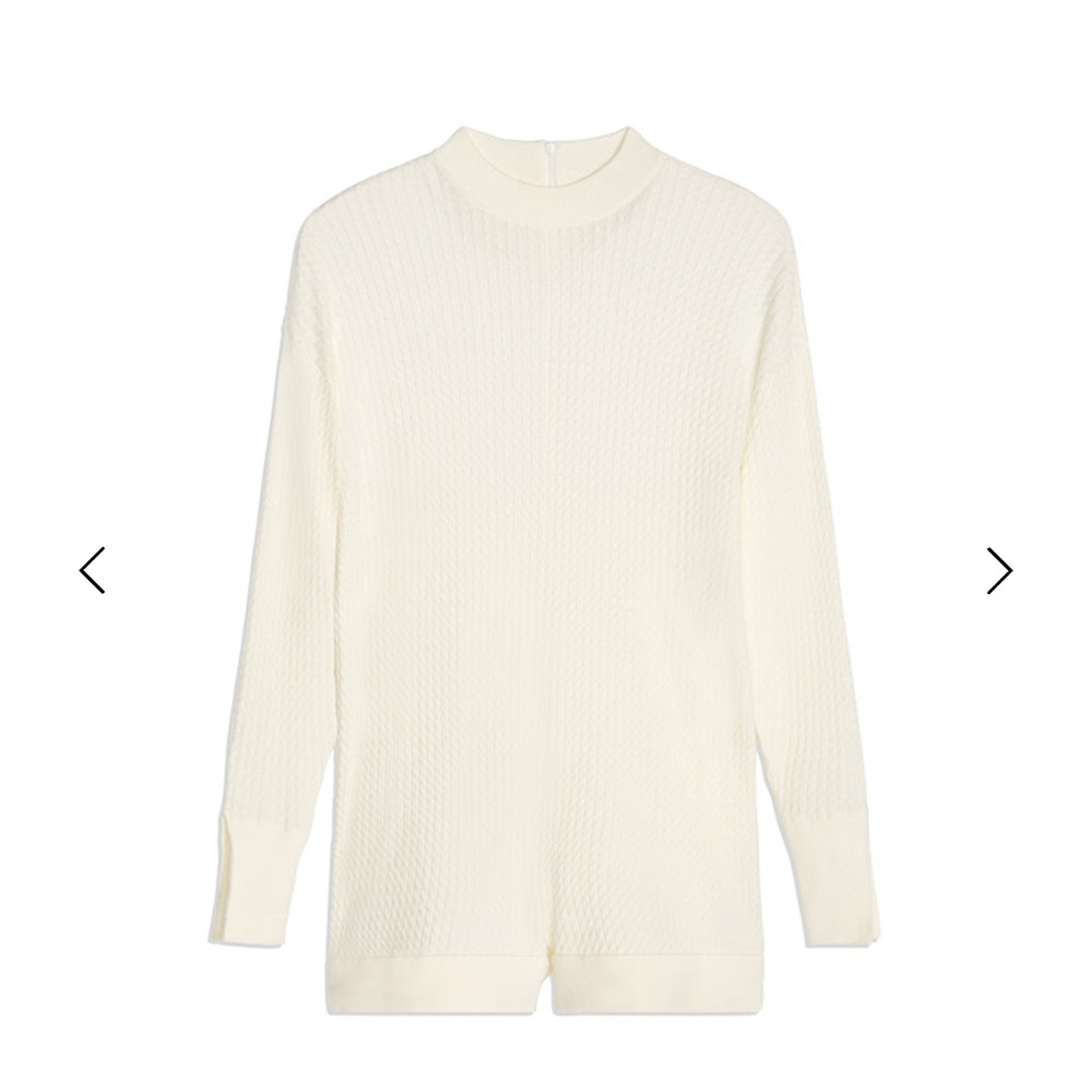 MOCK NECK CABLE KNIT SWEATER ROMPER
$99